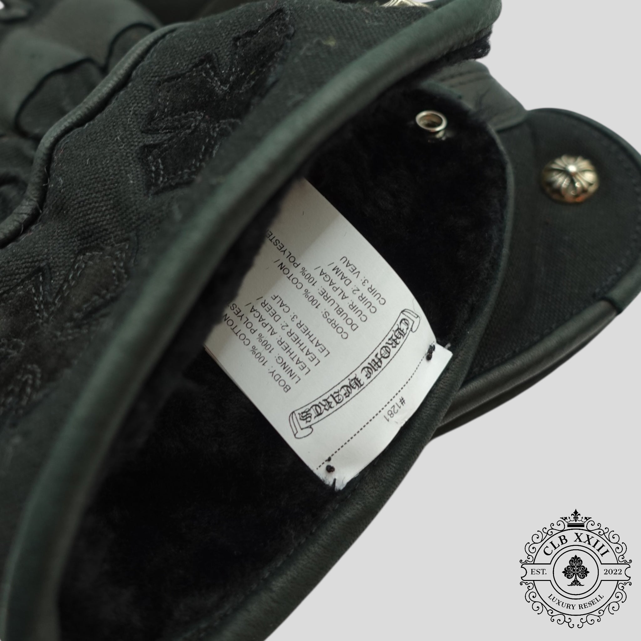 Chrome Hearts Plus Patch Leather Moto Gloves in Black