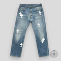Chrome Hearts White Cross Patch Jeans