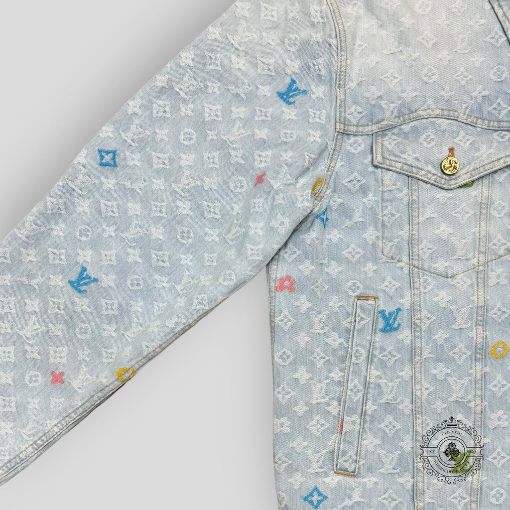 Louis Vuitton Monogram Denim Jacket in Light Wash/Multicolor