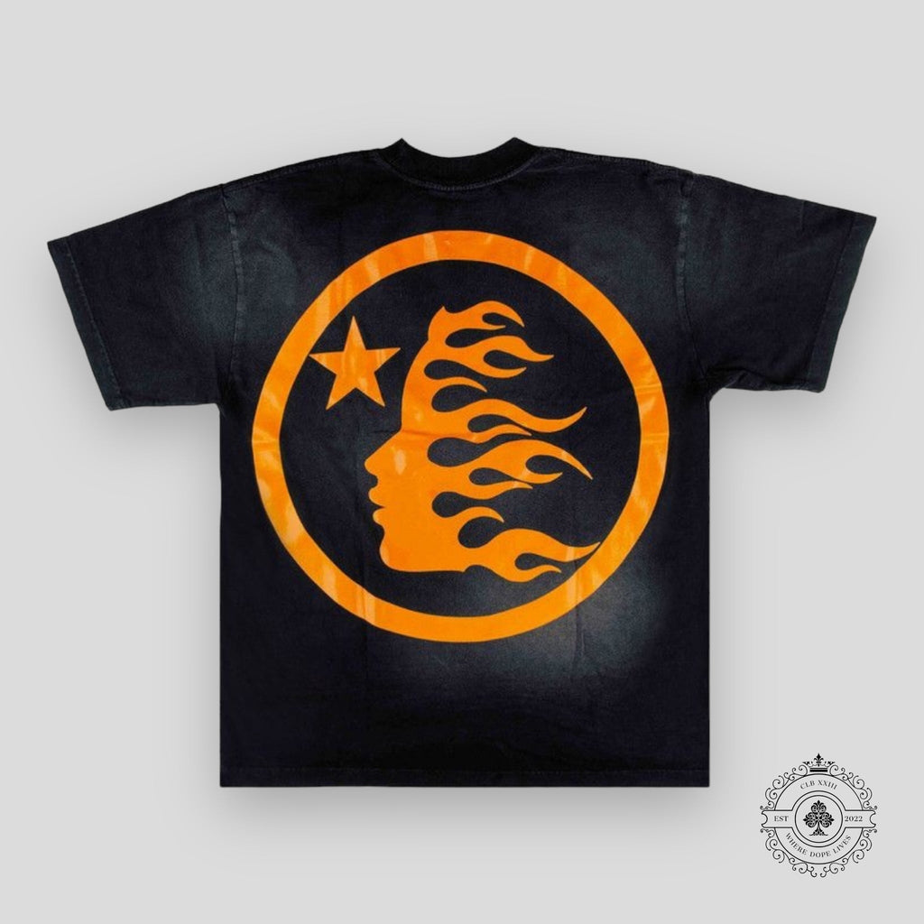 Hellstar Sport Logo Gel T-Shirt in Black / Orange