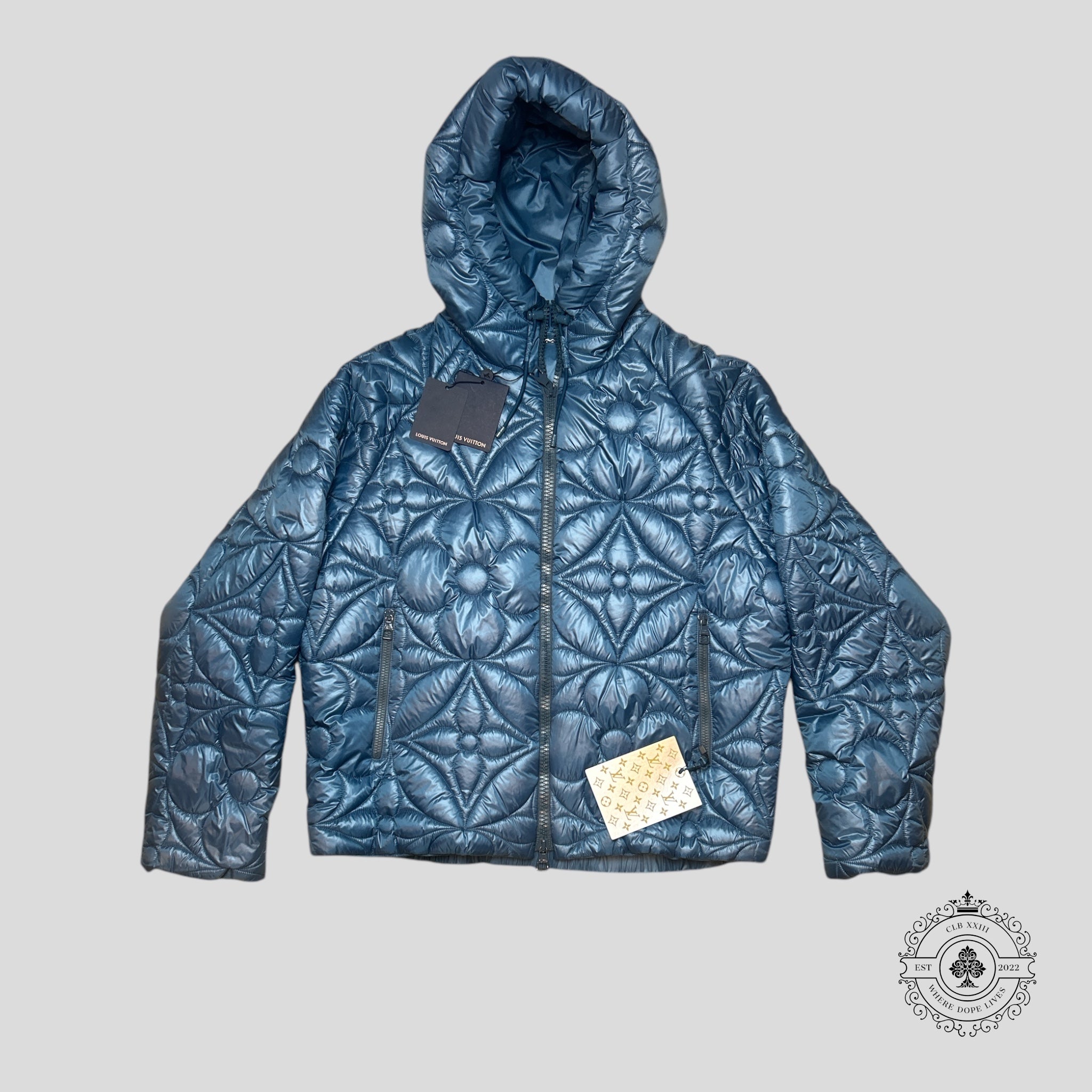 Louis Vuitton Lvse Flower Quilted Hoodie Jacket in Blue
