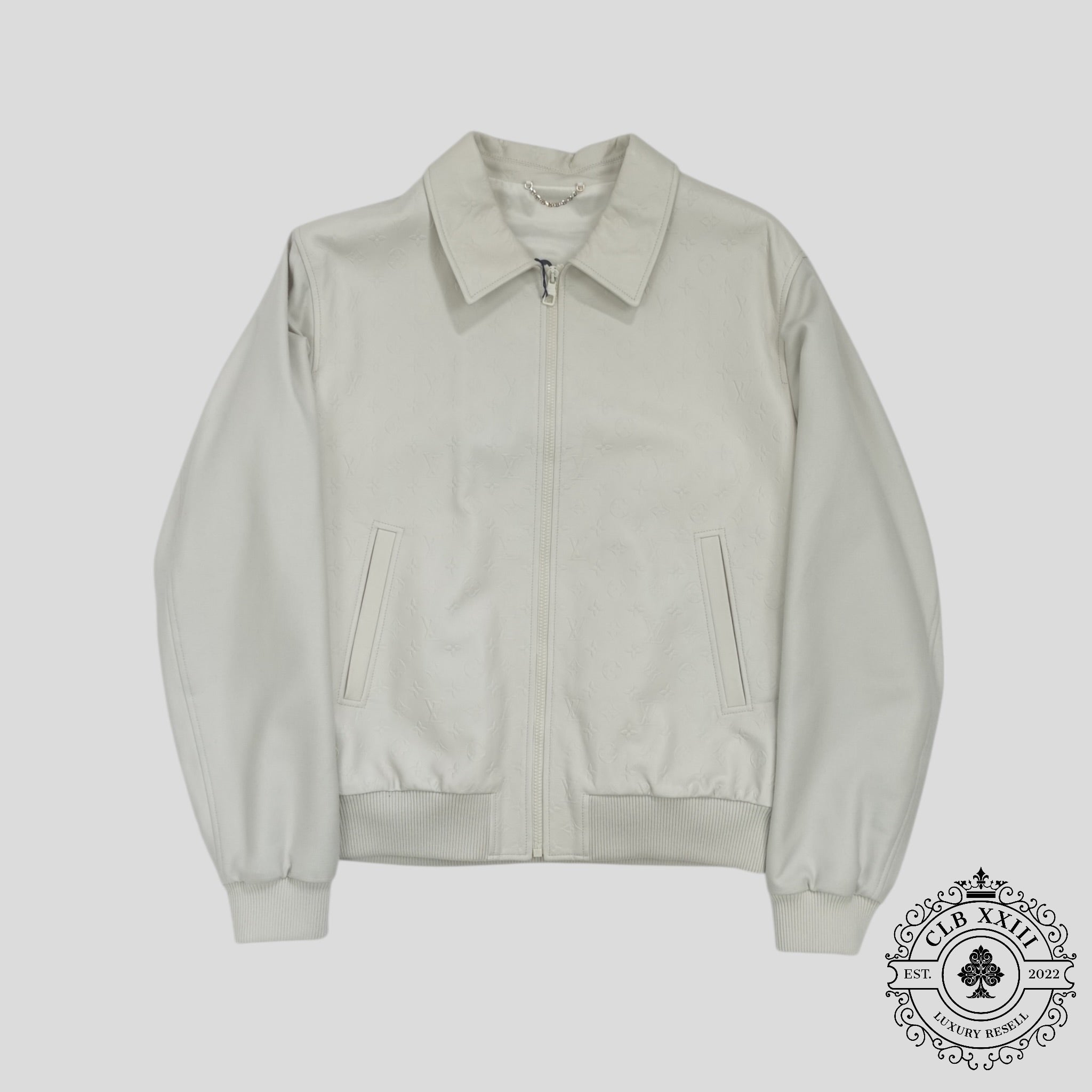 Louis Vuitton Lvse Debossed Monogram Mix Leather Jacket in White