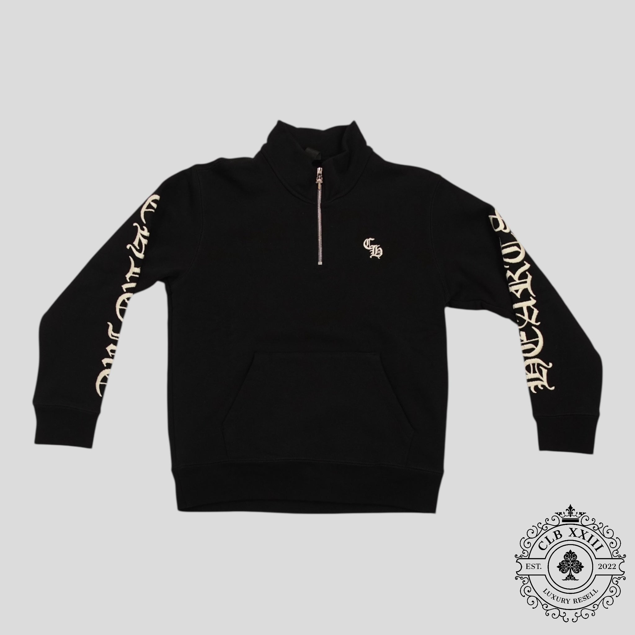 Chrome Hearts CH Embroidered Quarter Zip in Black
