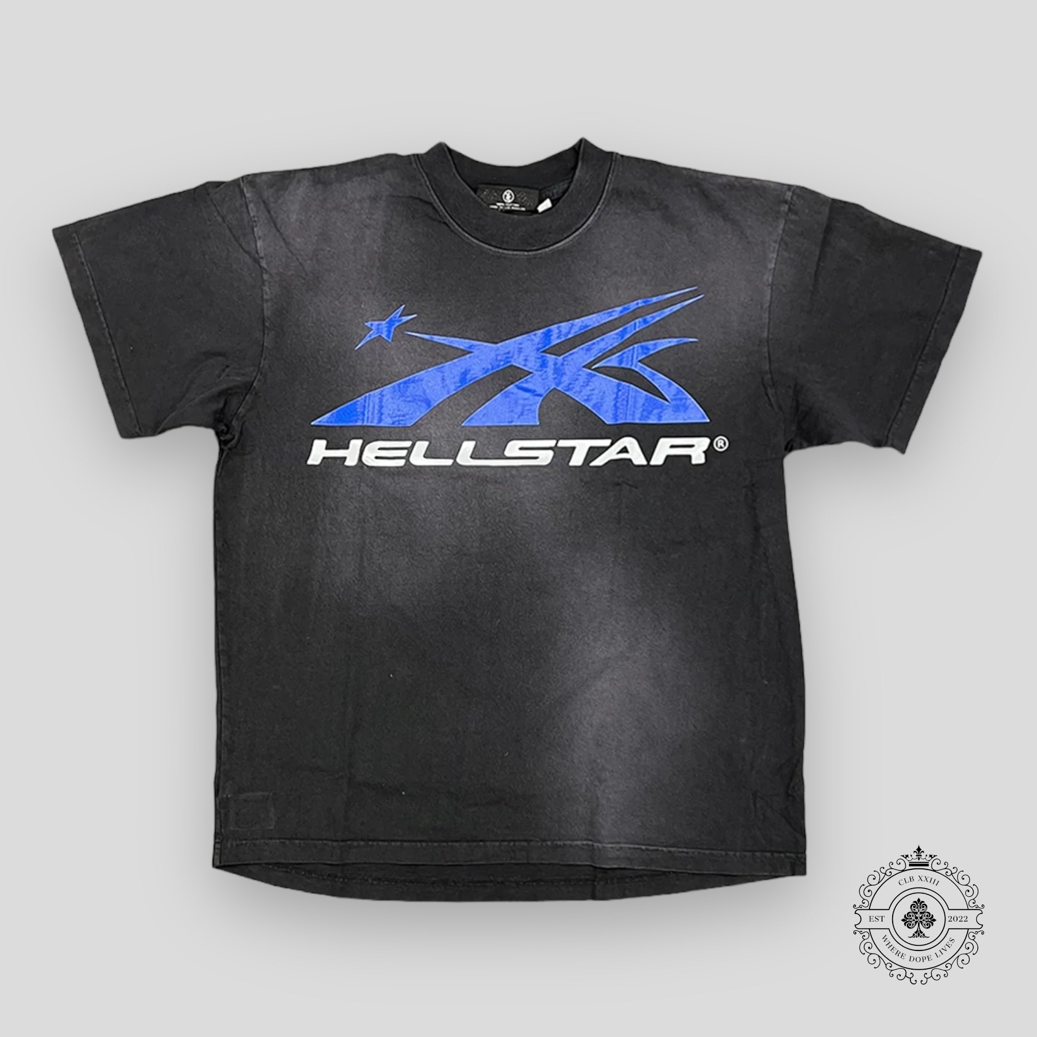 Hellstar Gel Sport Logo T-Shirt in Black/Blue