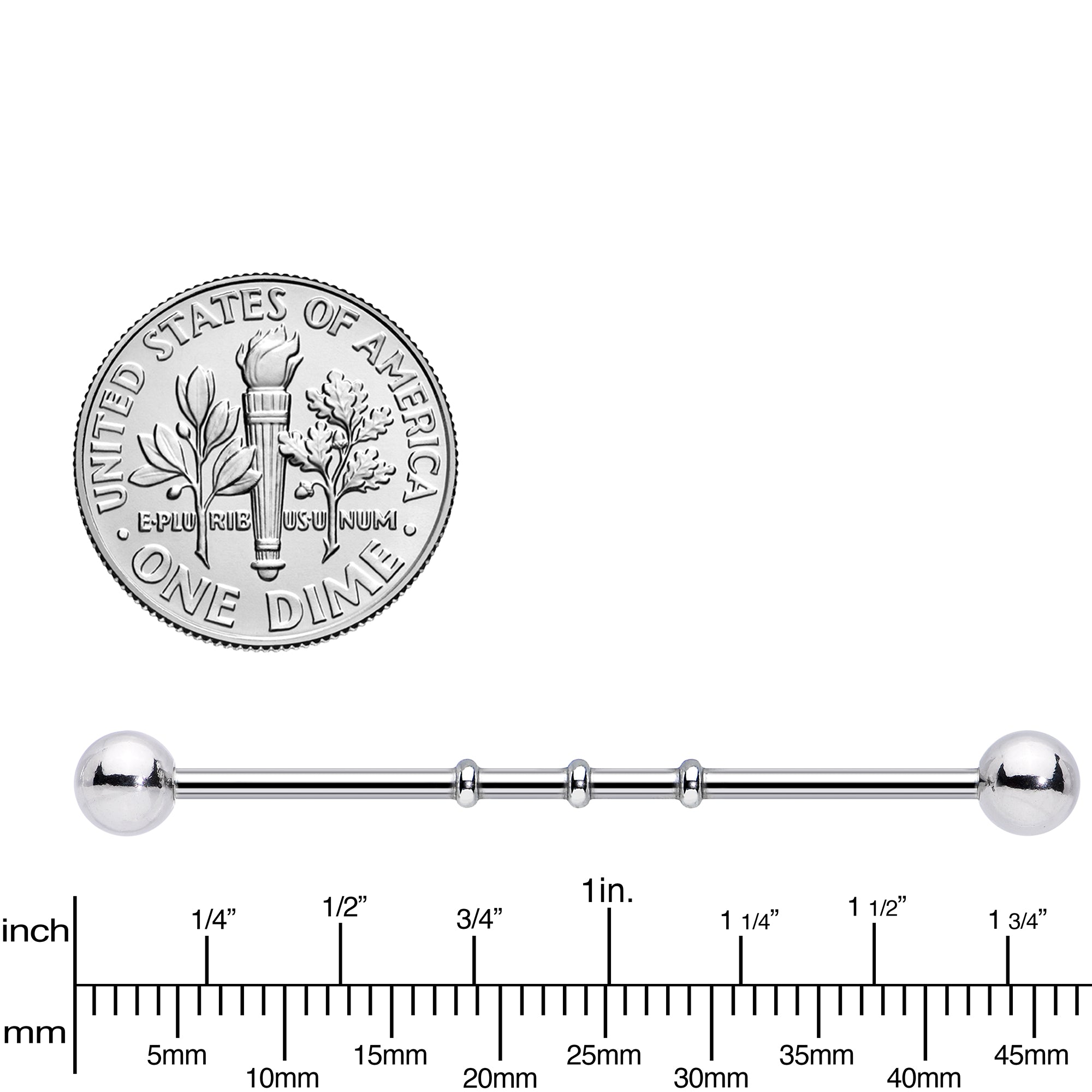 Surgical Steel Notched Industrial Barbell Earring
