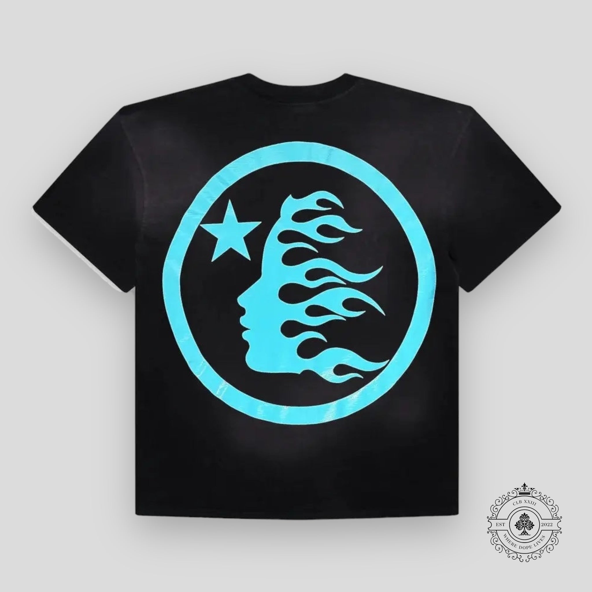 Hellstar Sport Logo Gel T-Shirt in Black / Aqua