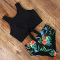 Modern High Waist Bikini Leopard Swimsuit Women Bikini Floral Swimsuit Set Two Piece Swimsuit For Women High Neck Bikini Push Up Swimwear Summer High Waisted Bathing Suit