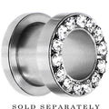 00G Stainless Steel Clear Gem Screw Fit Tunnel