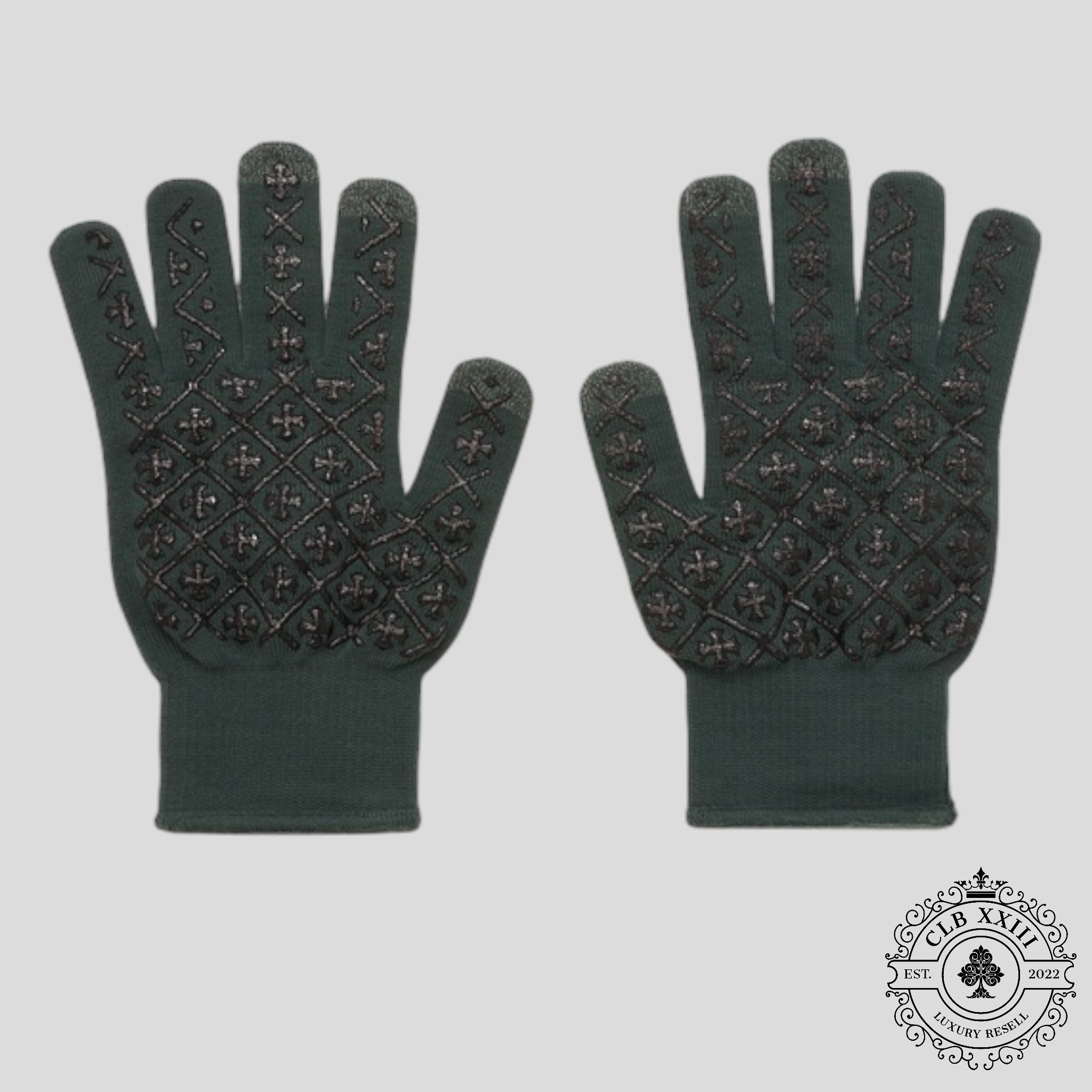 Chrome Hearts Work Gloves in Midnight Green
