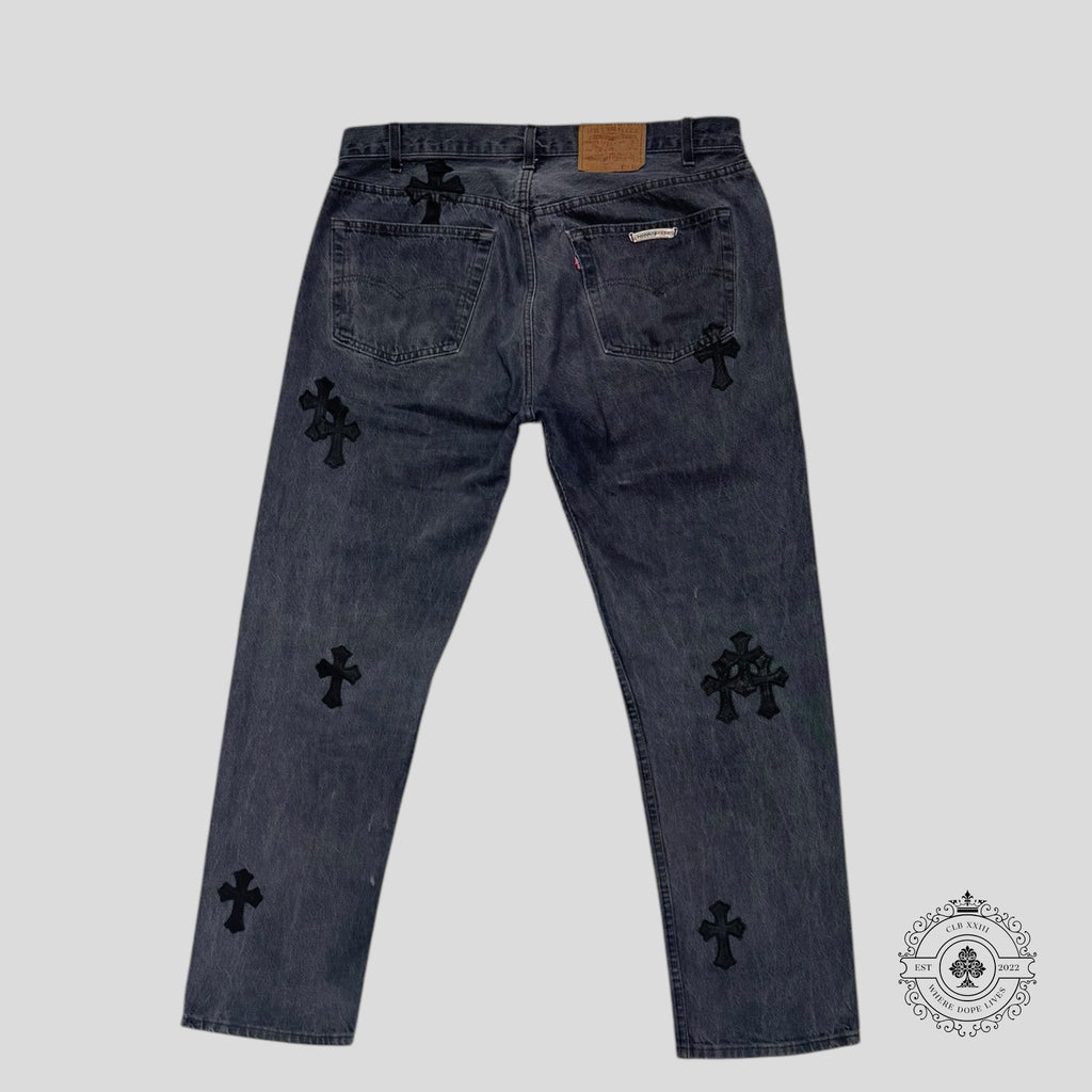 Chrome Hearts Levi Cross Patch Jeans in Black