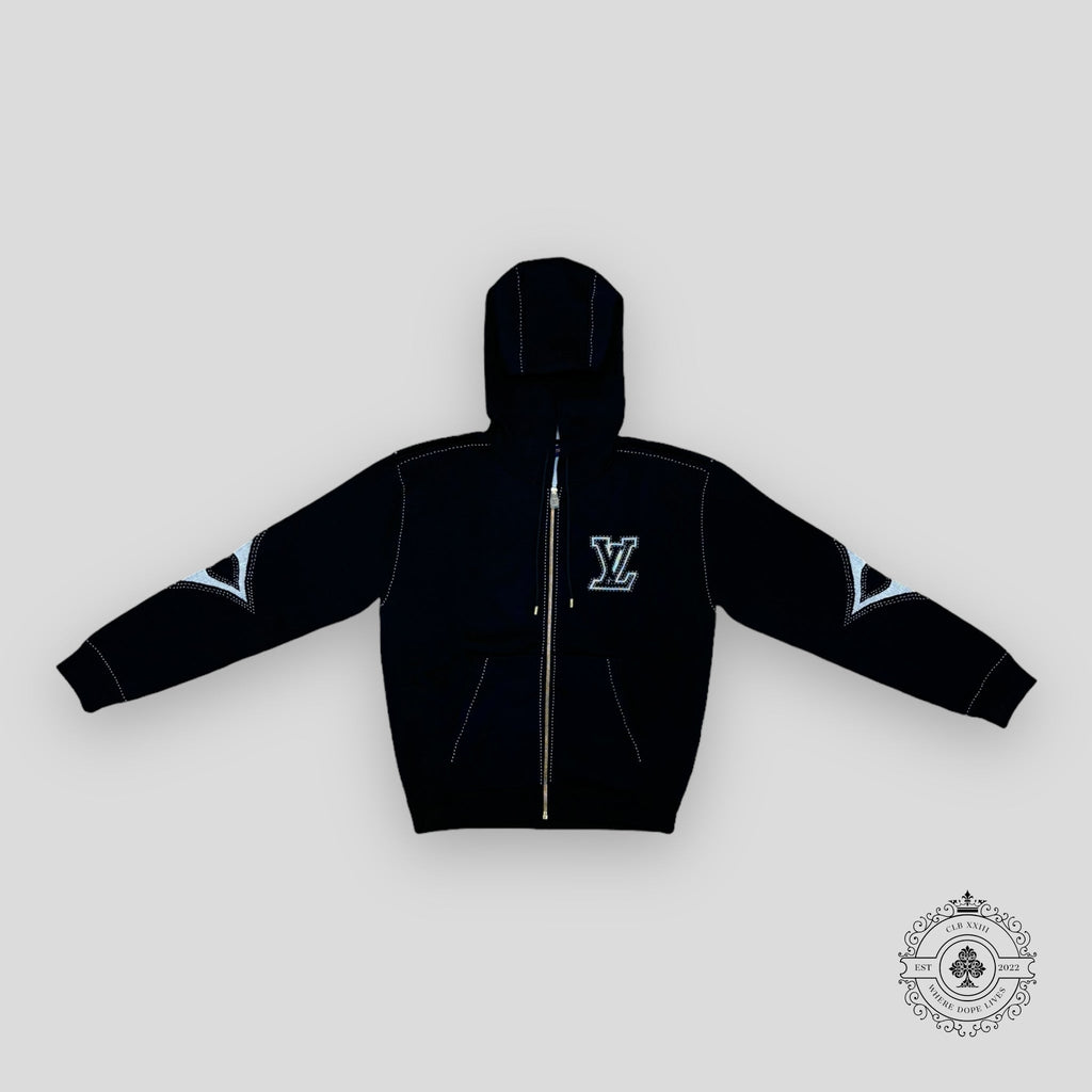 Louis Vuitton Monogram Flower Graphic Intarsia Zipped Hoodie in Black