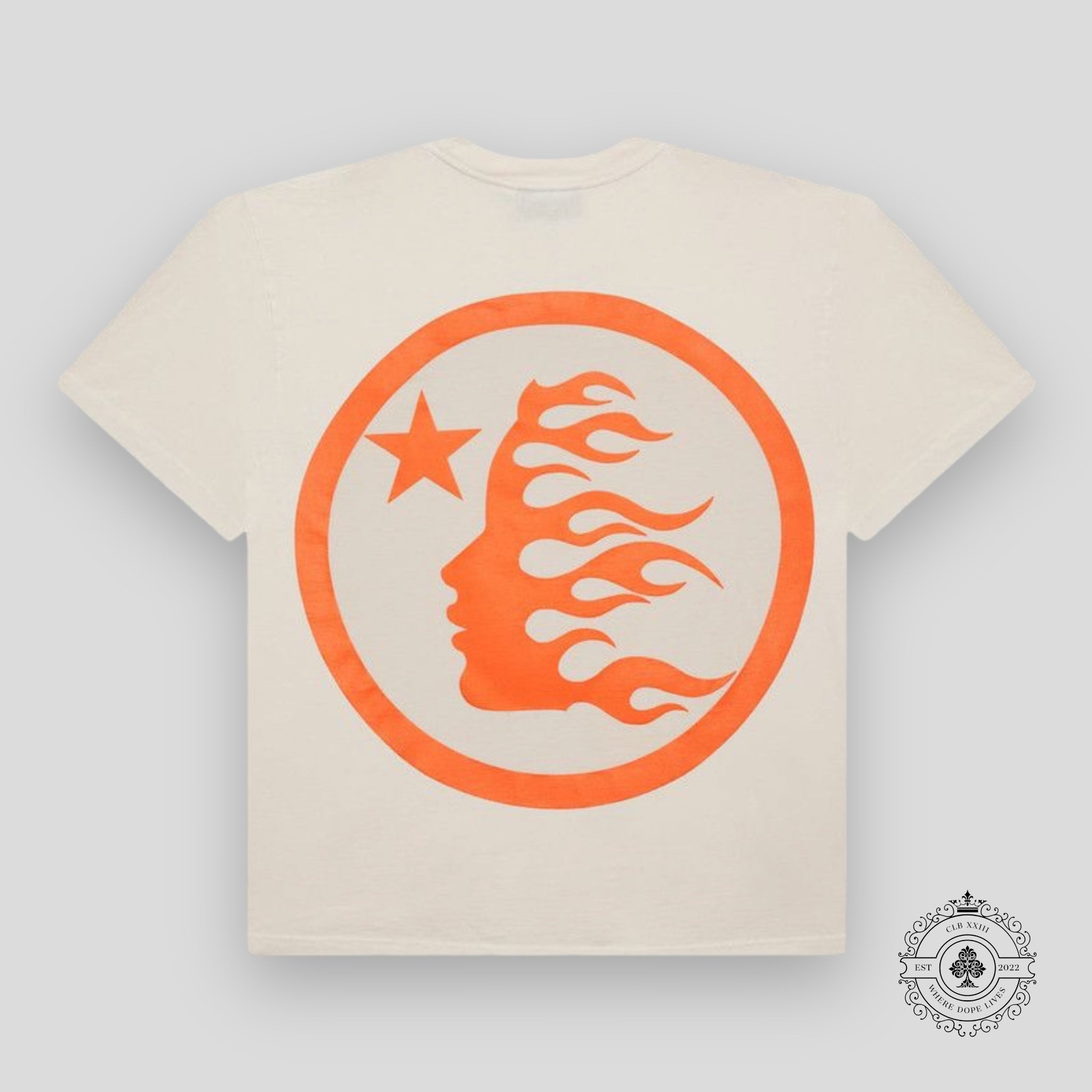 Hellstar Sport Logo Gel T-Shirt in Cream / Orange