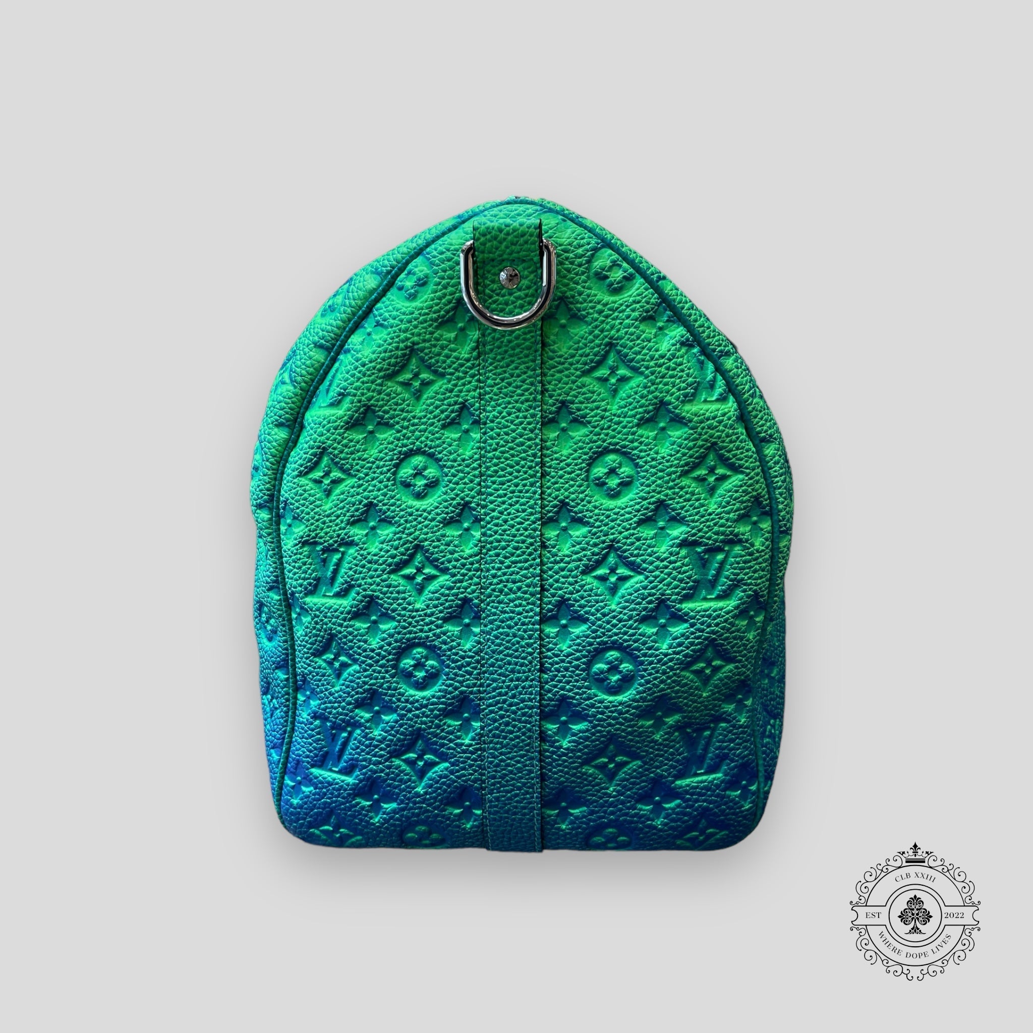 Louis Vuitton Taurillon Illusion Keepall Tote in Bleu Vert