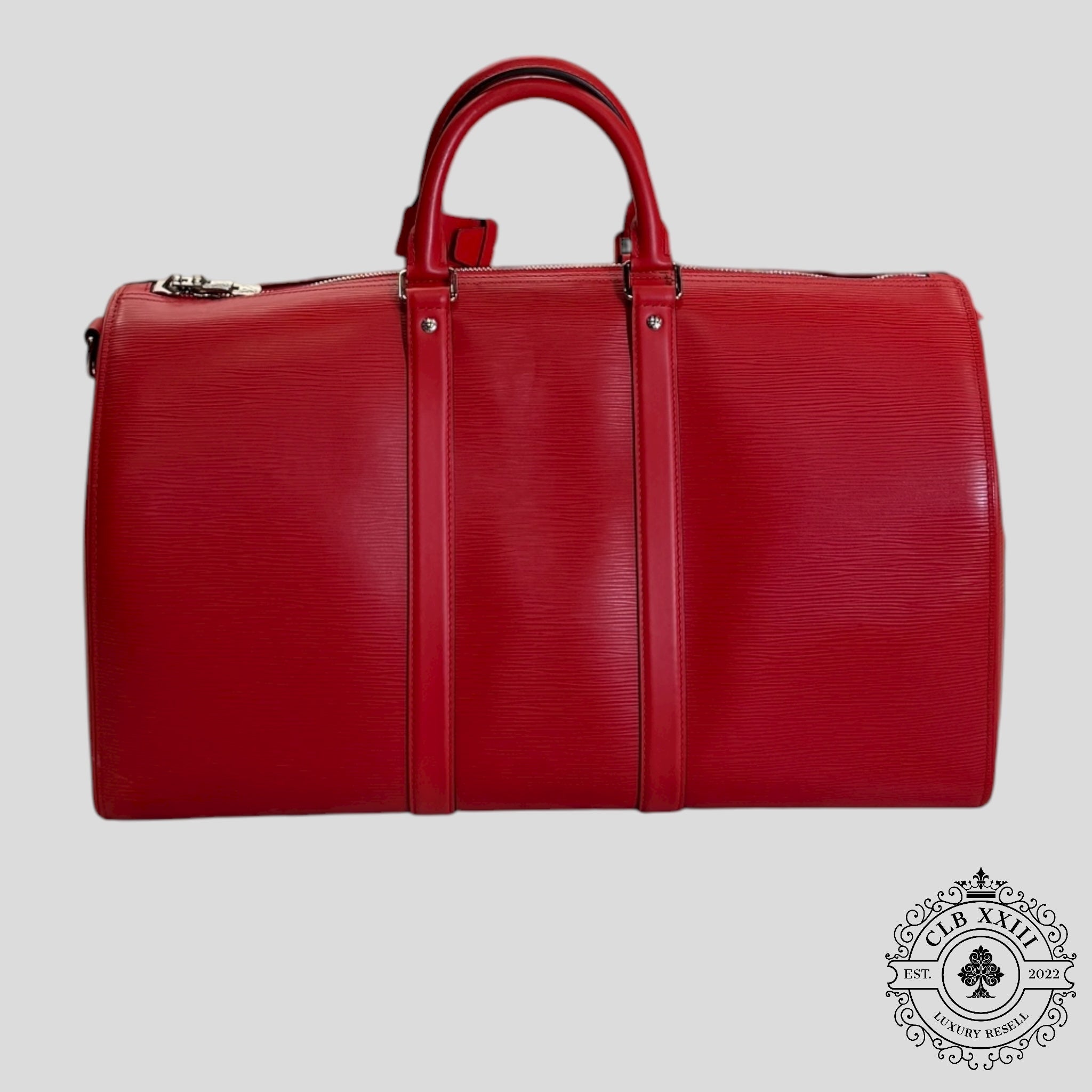 Louis Vuitton x Supreme Keepall Bandouliere Epi 45 in Red