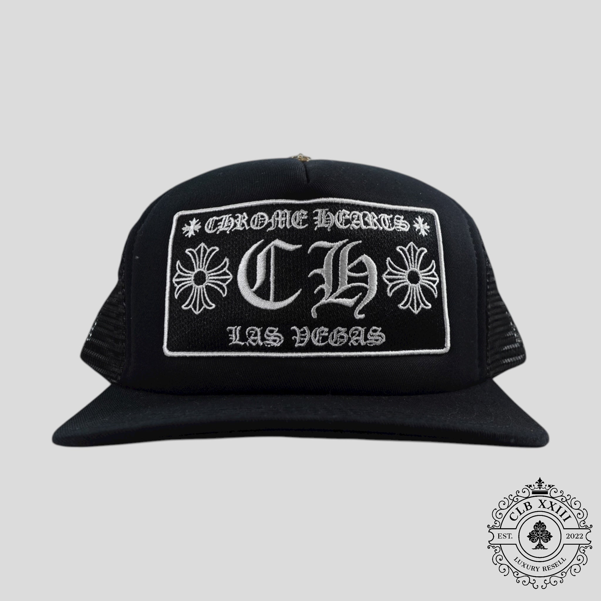 Chrome Hearts Las Vegas CH Patch Trucker Hat in Black