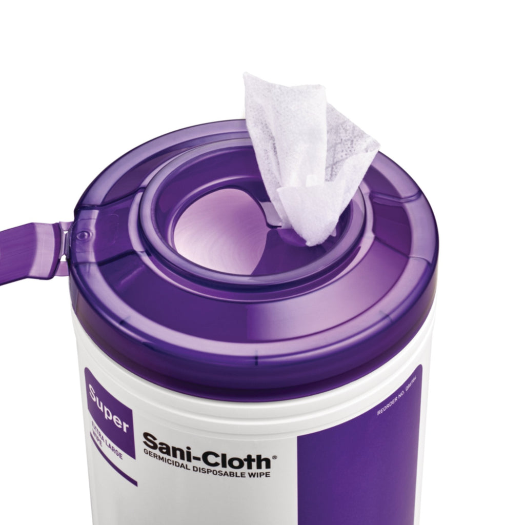 Super Sani-Cloth® Large Germicidal Disinfectant Wipes, Canister, 160 ct. Q55172