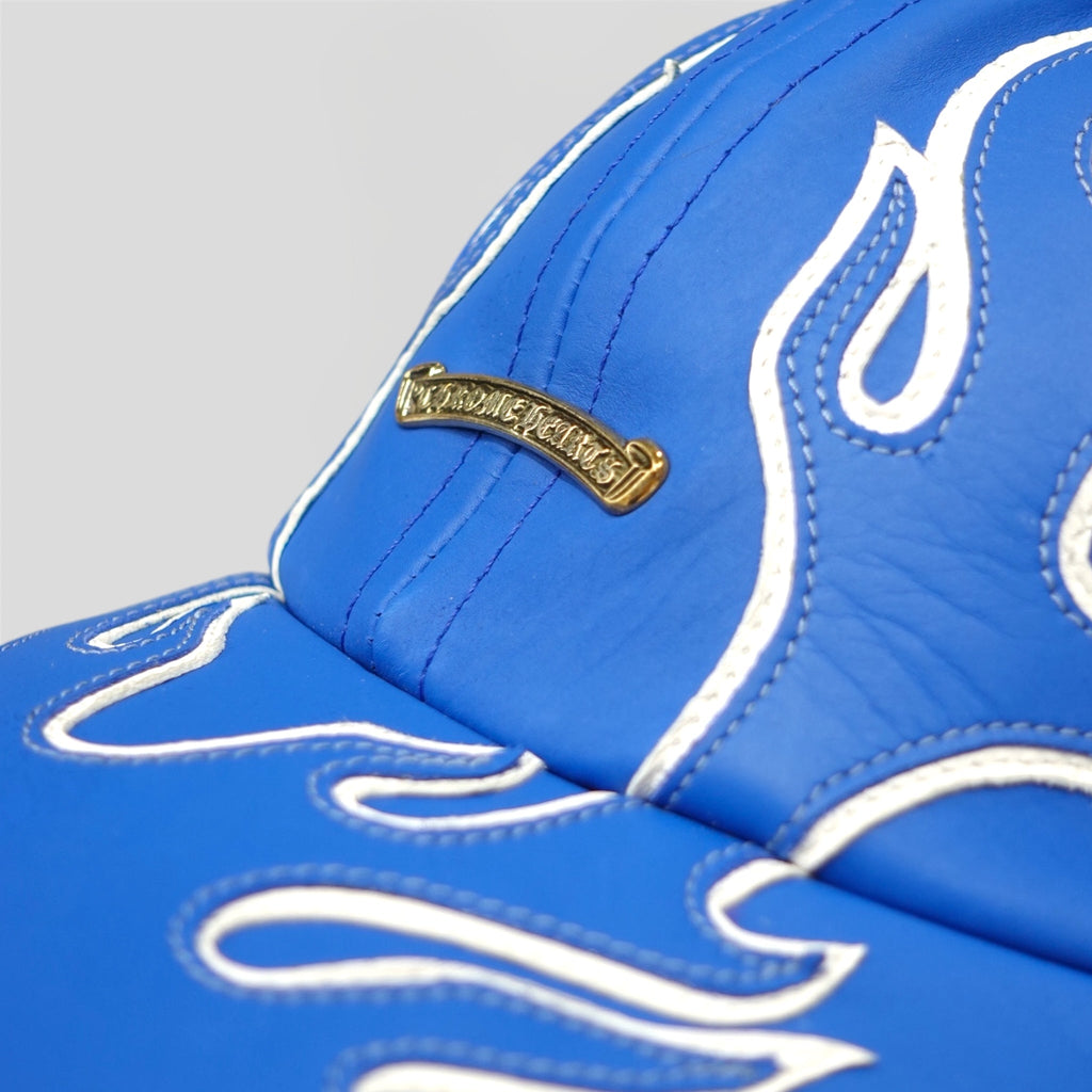 Chrome Hearts Leather Flame Patch 6 Panel Hat in Blue