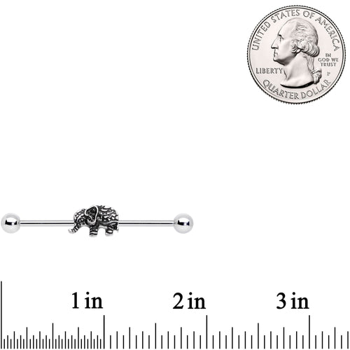 14G Geometric Engraving Elephant Industrial Barbell 38mm