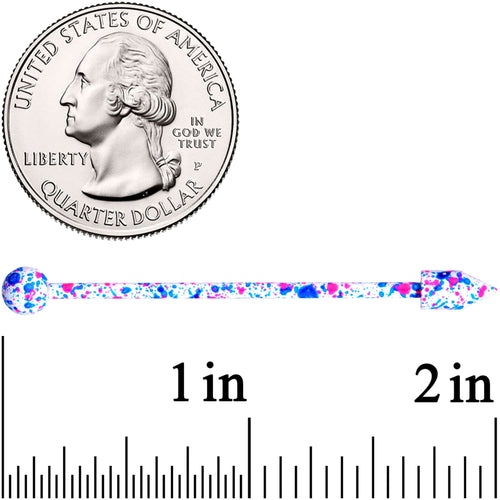 14G Pink White Blue Make A Point Industrial Barbell 38mm