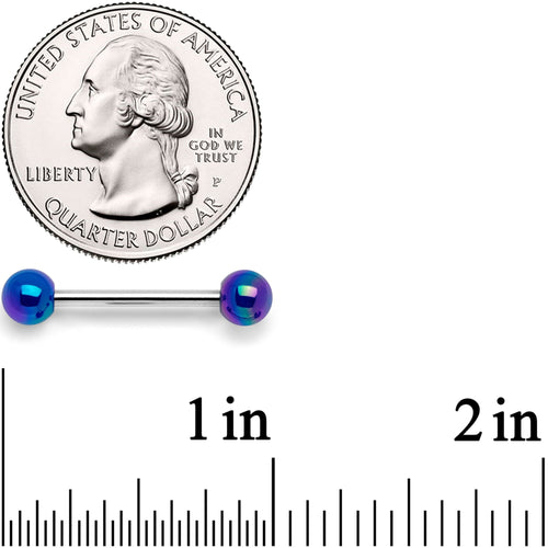 14G 9/16 Blue Pearlescent Acrylic Barbell Nipple Ring Set