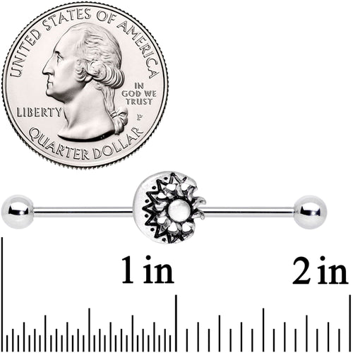 14G Crescent Moon with Star Dangle Industrial Barbell 38mm