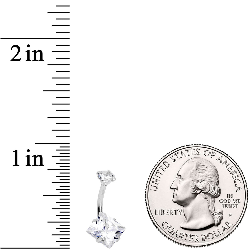 Clear Gem Round Rhombus Heart Star Belly Ring Set of 4