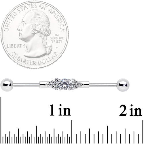 14G Clear CZ Gem Fashionista Industrial Barbell 38mm