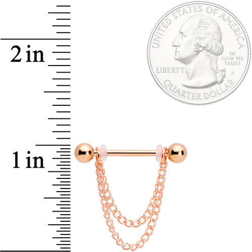 14G Rose Gold Tone Chain Dangle Nipple Ring Set