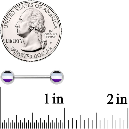 14G Black Gray White Purple Asexual Pride Barbell Nipple Ring Set