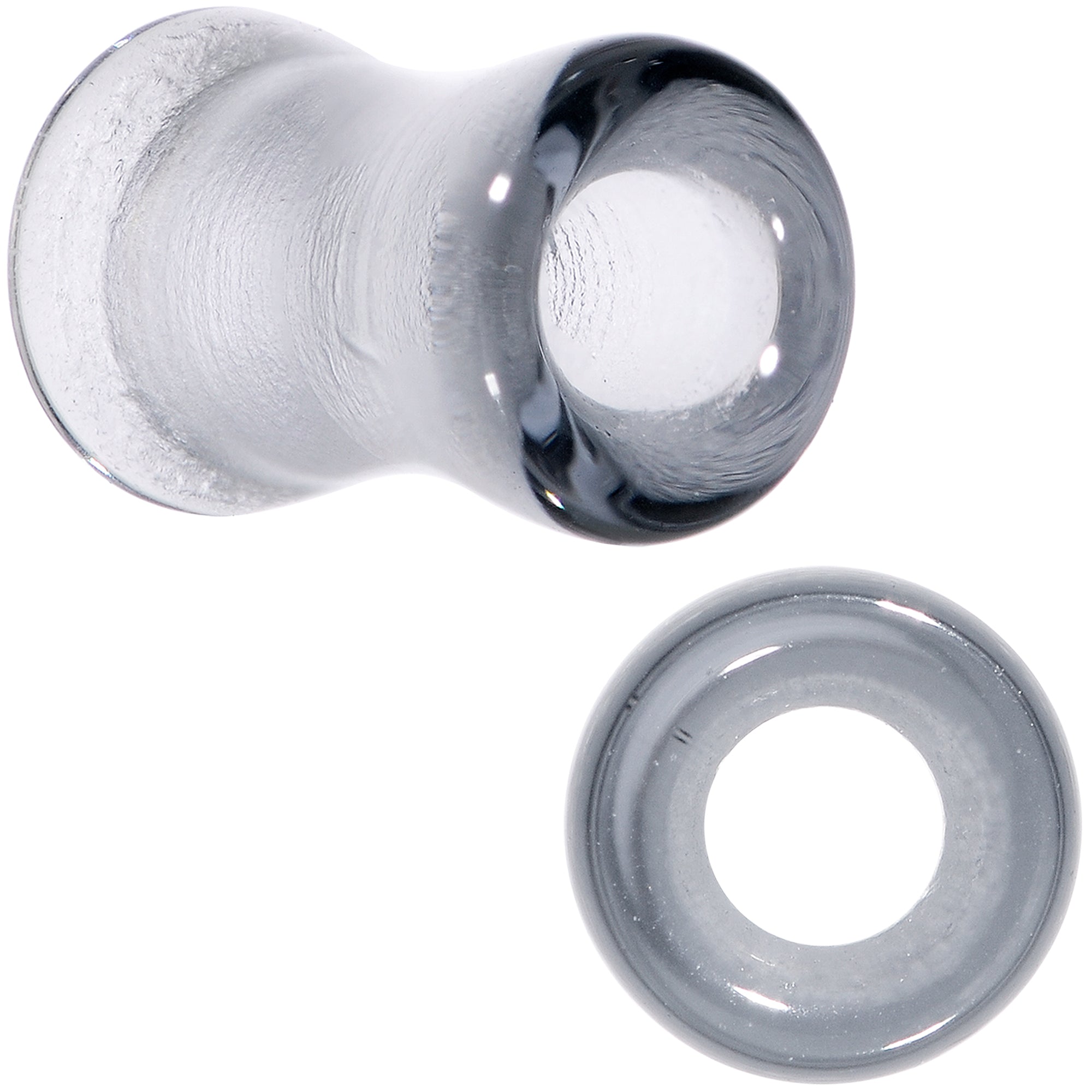 Translucent Black Glass Tunnel Plug Set 2G to 1 Inch