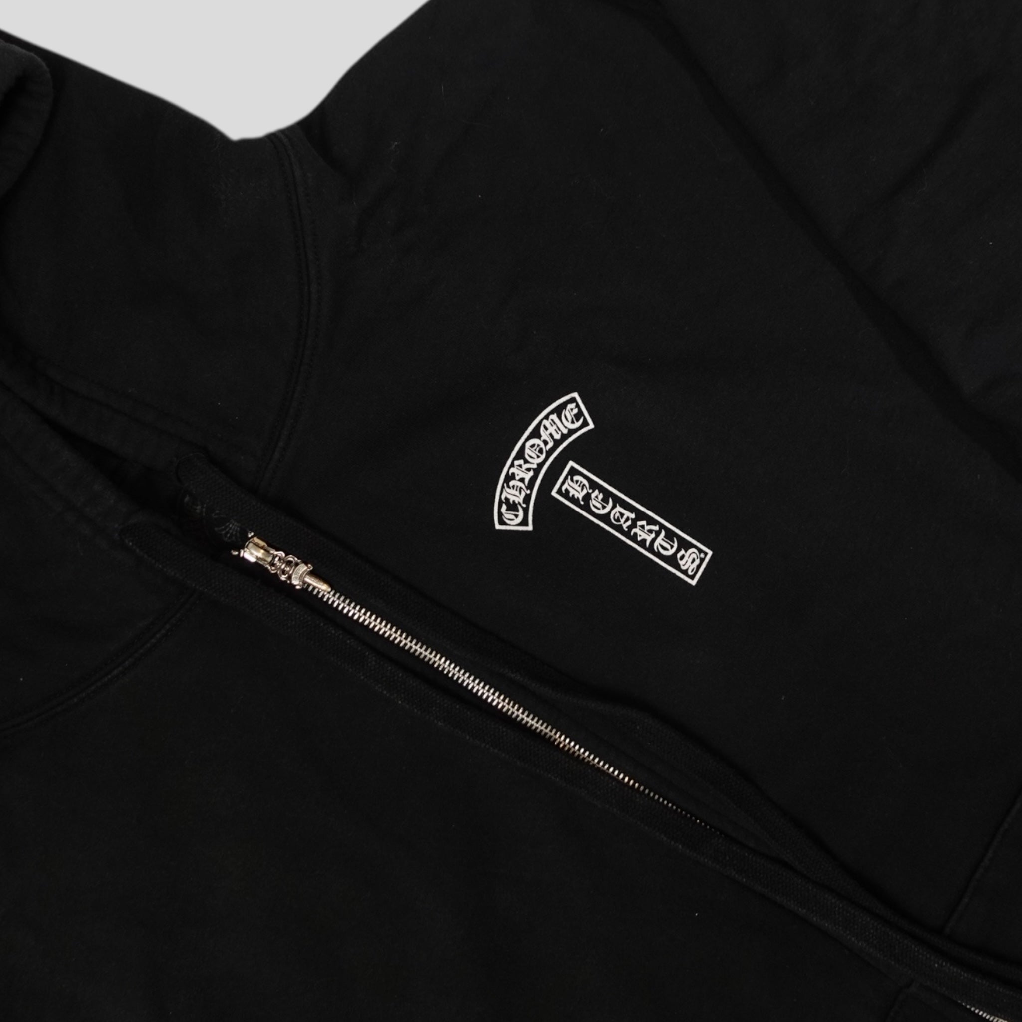 Chrome Hearts T Bar Logo Thermal Zip Up Hoodie in Black