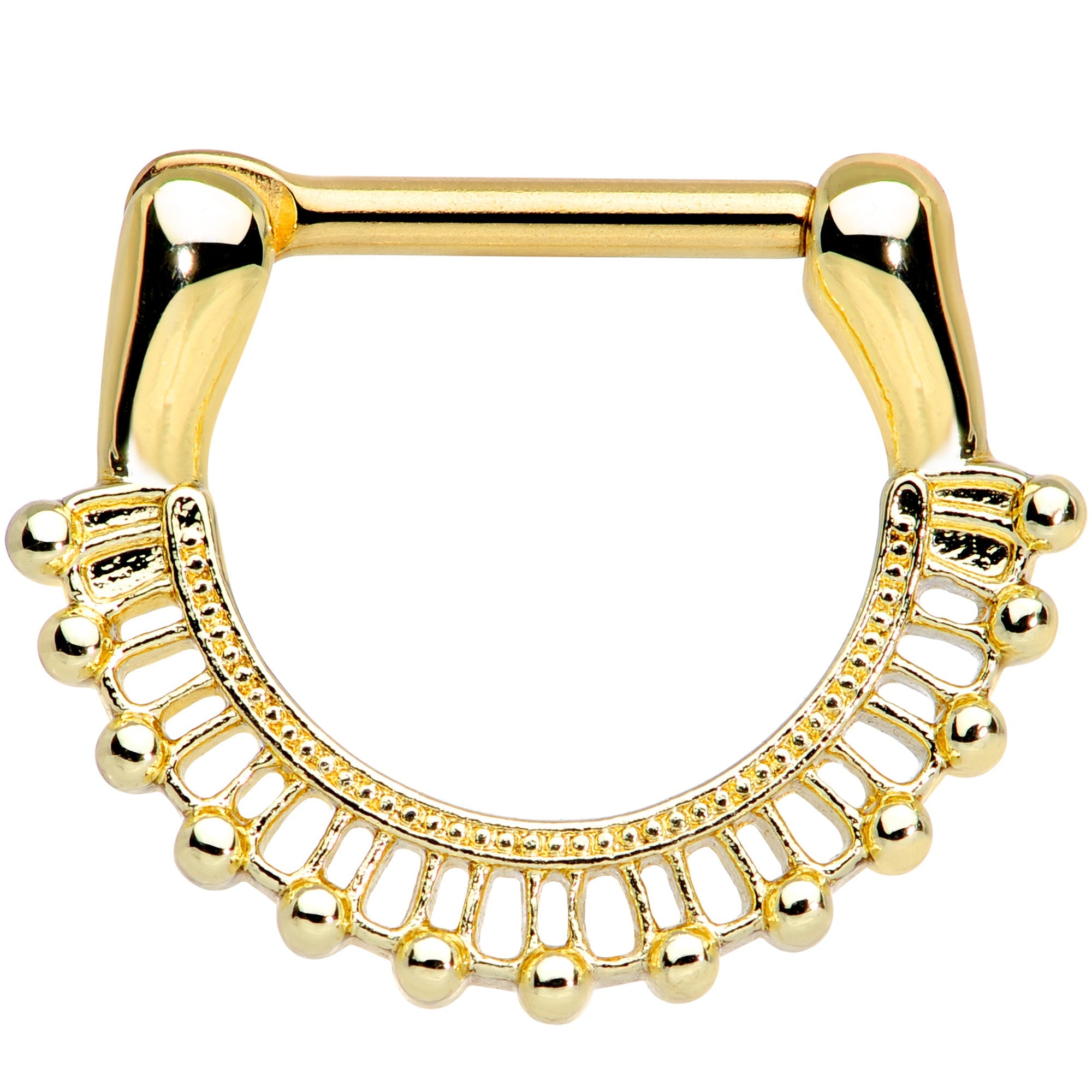 16G 5/16 Gold Tone Textured Frill Septum Clicker