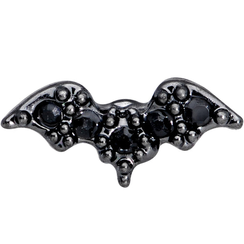 16G 1/4 Black Gem Black Bat Halloween Cartilage Tragus Earring