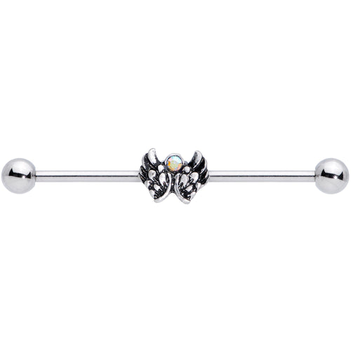14G Aurora Gem Angel Wings Christmas Industrial Barbell 38mm