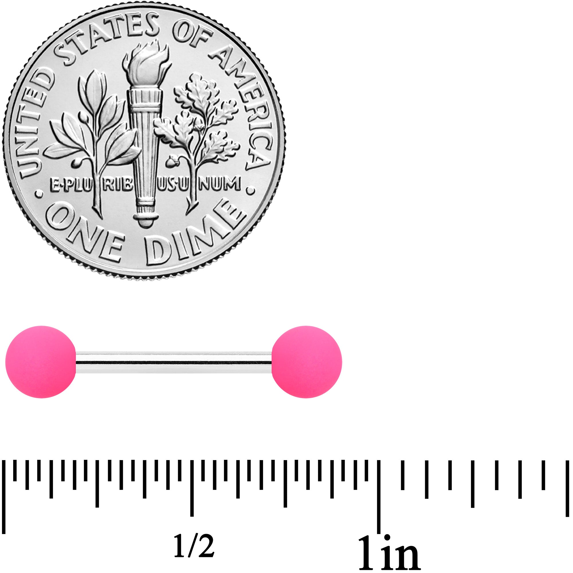 14G 9/16 Hot Pink Matte Barbell Nipple Ring Set
