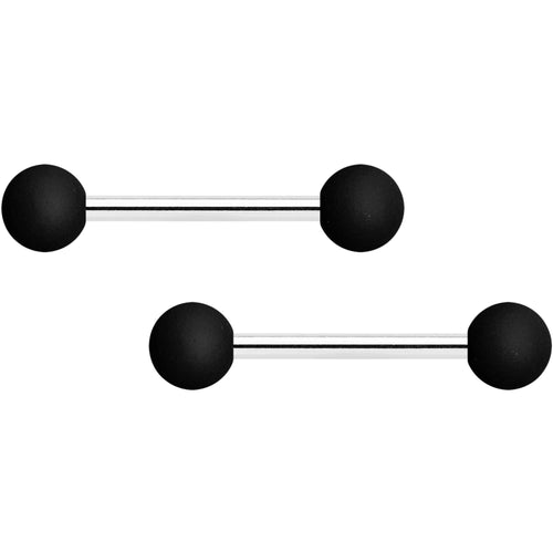 14G 9/16 Teal Black Matte Barbell Nipple Ring Set of 4