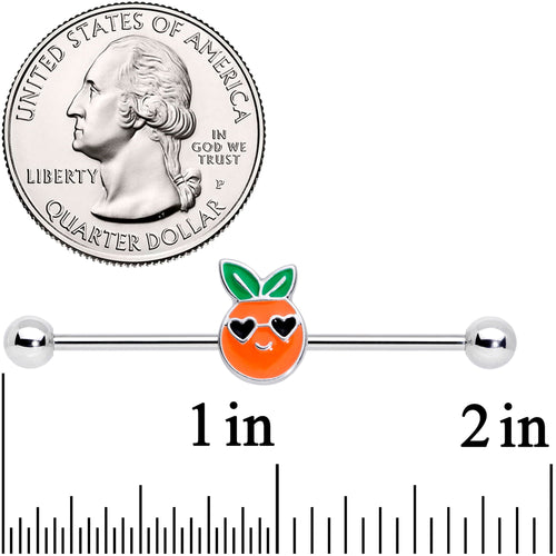 14G Citrus Fun Orange Fruit Industrial Barbell 38mm