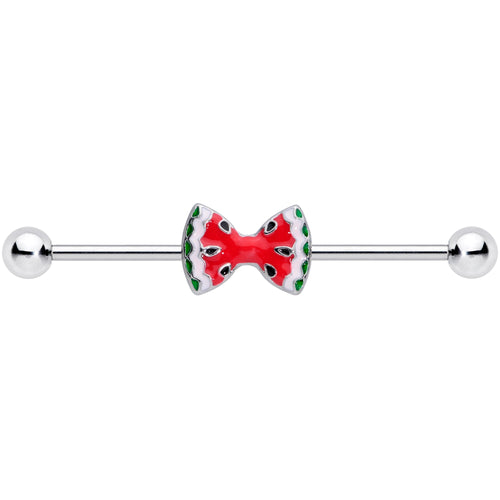 14G Red Sweet Summer Watermelon Bow Industrial Barbell 38mm