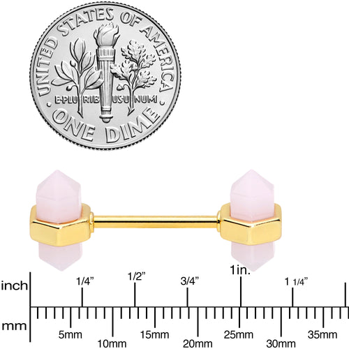 14G 5/8 Gold Tone Gem Barbell Nipple Ring Set