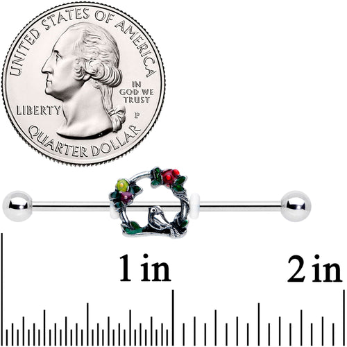 14G Red Yellow Flower Swing Bird Industrial Barbell 38mm