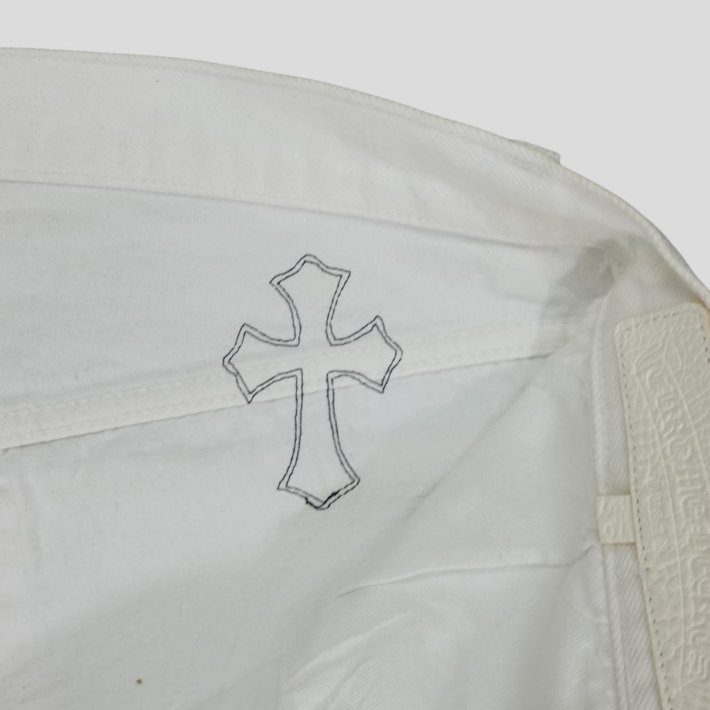 Chrome Hearts Levis Cross Patch Jeans in White / Leopard
