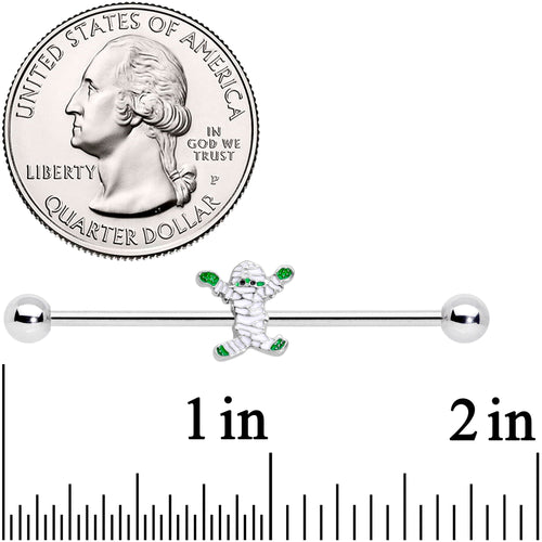 14G Green Mummy Halloween Industrial Barbell 38mm