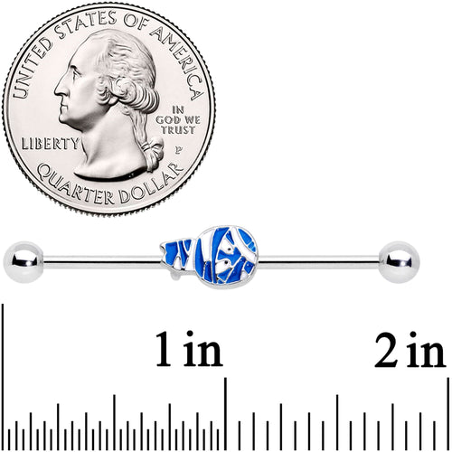 14G Blue White Mummy Halloween Industrial Barbell 38mm