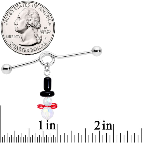 14G Aurora Gem Snowman Christmas Dangle Project Bar 38mm