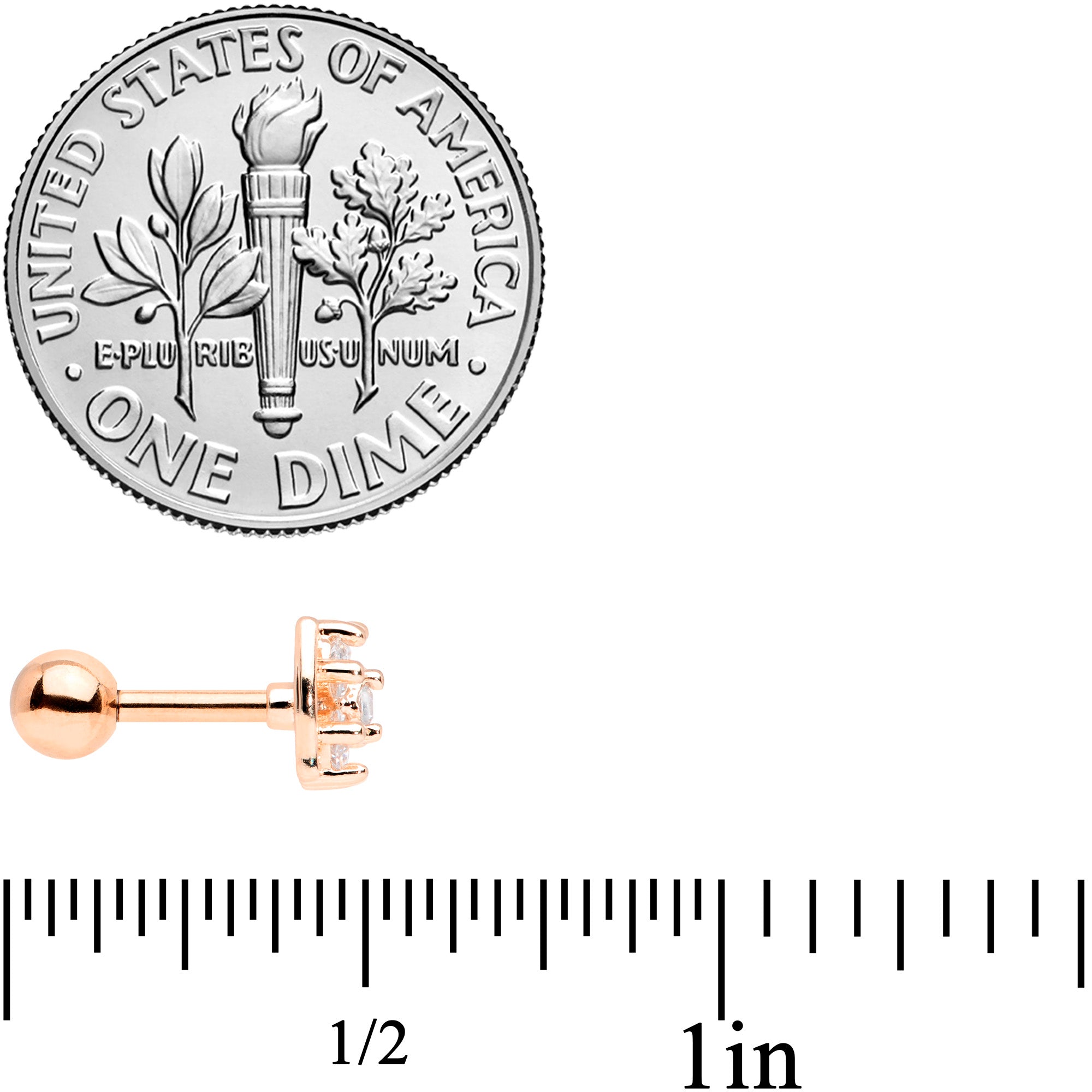 16G 1/4 Clear CZ Gem Rose Gold Tone Beauty Bow Cartilage Tragus