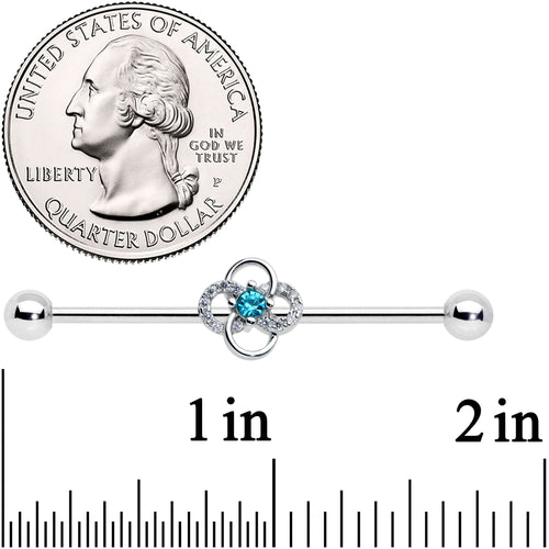 14G Clear Blue Gem Celtic Knot Industrial Barbell 38mm