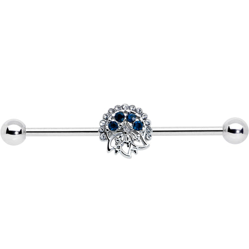 14G Blue Gem Abstract Arch Industrial Barbell 38mm