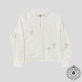 Chrome Hearts Leather Cross Patch Quarter Zip in White