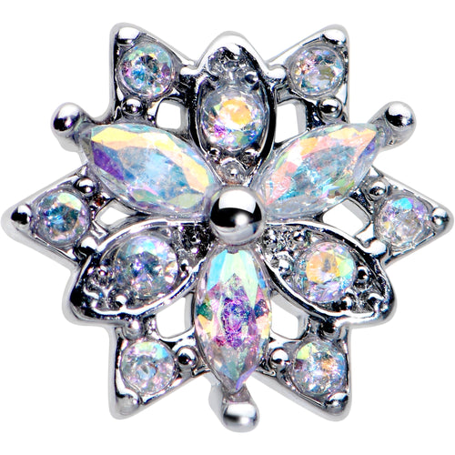16G 1/4 Aurora CZ Gem Snowflake Style Cartilage Tragus Earring