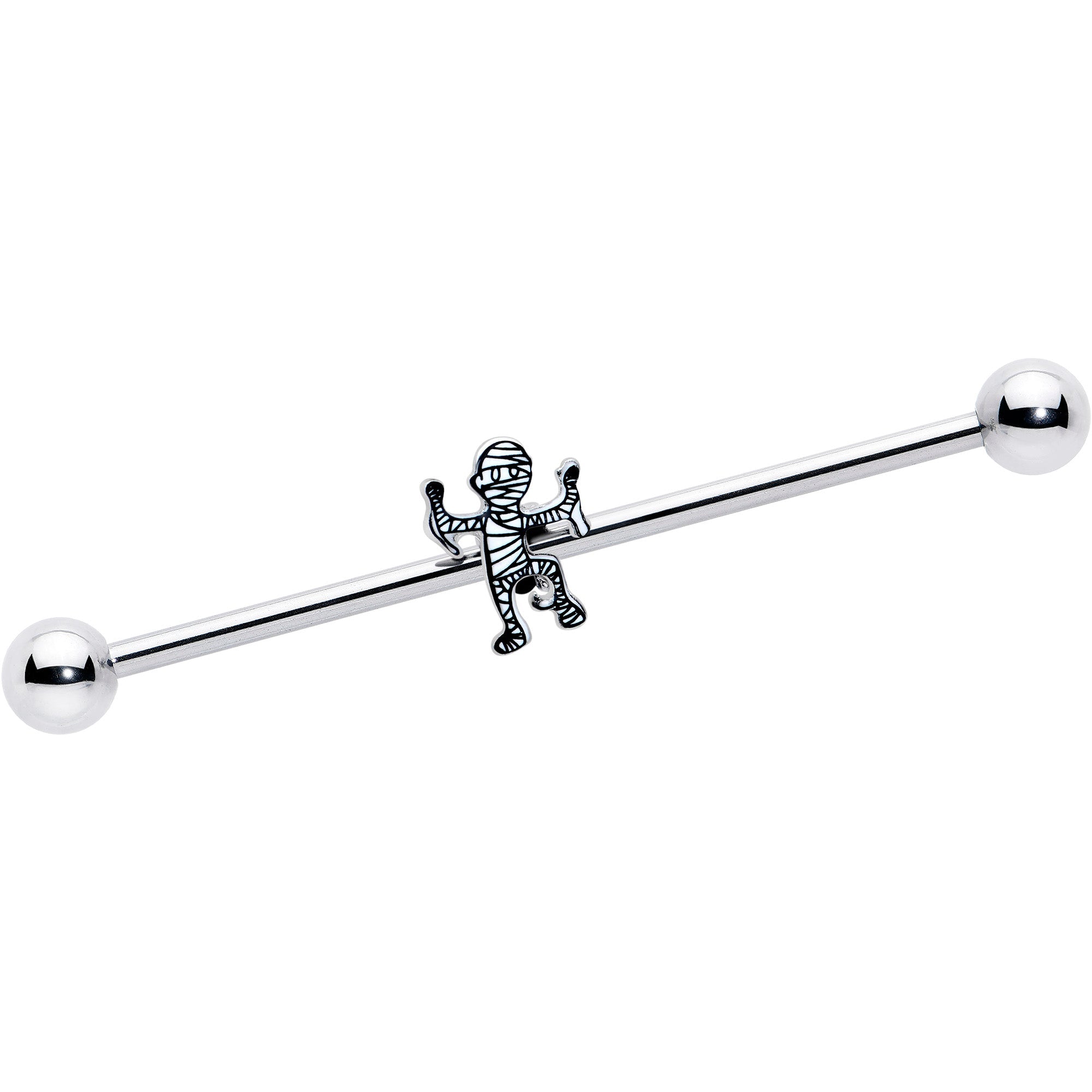 14G Two Tone Halloween Mummy Industrial Barbell 38mm